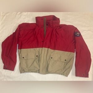 Vintage 1990s Polo Sport Ralph Lauren Windbreaker Jacket Red Tan Men's Small L